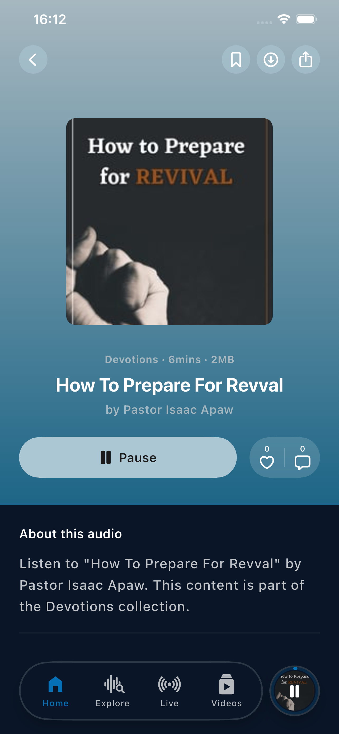 VOHM App Audio Player