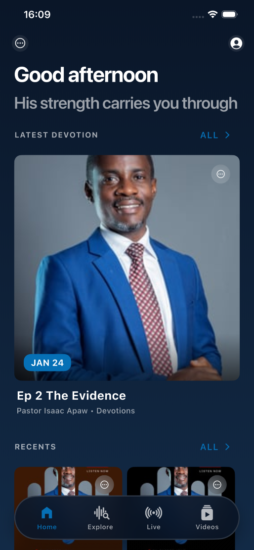 VOHM App Home Screen